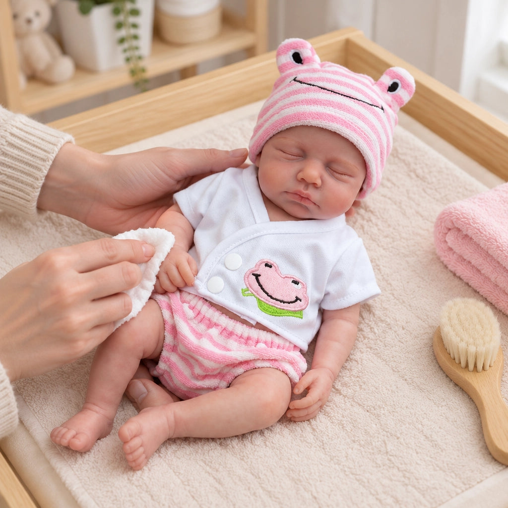 Lily Pad 12" Full Solid Silicone Sleeping Reborn Baby Doll Building Lovely Memories [Ships Within 48 Hours]