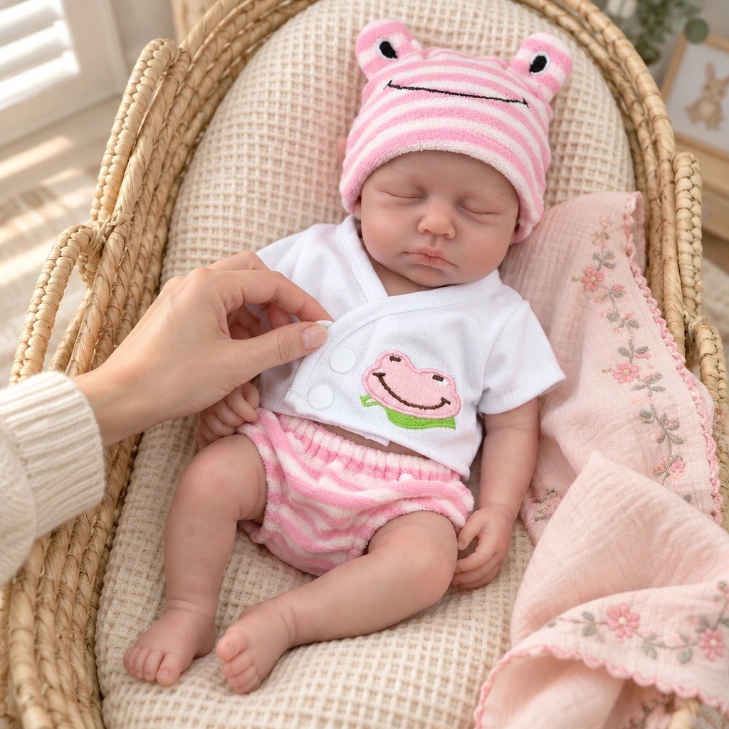 Lily Pad 12" Full Solid Silicone Sleeping Reborn Baby Doll Building Lovely Memories [Ships Within 48 Hours]
