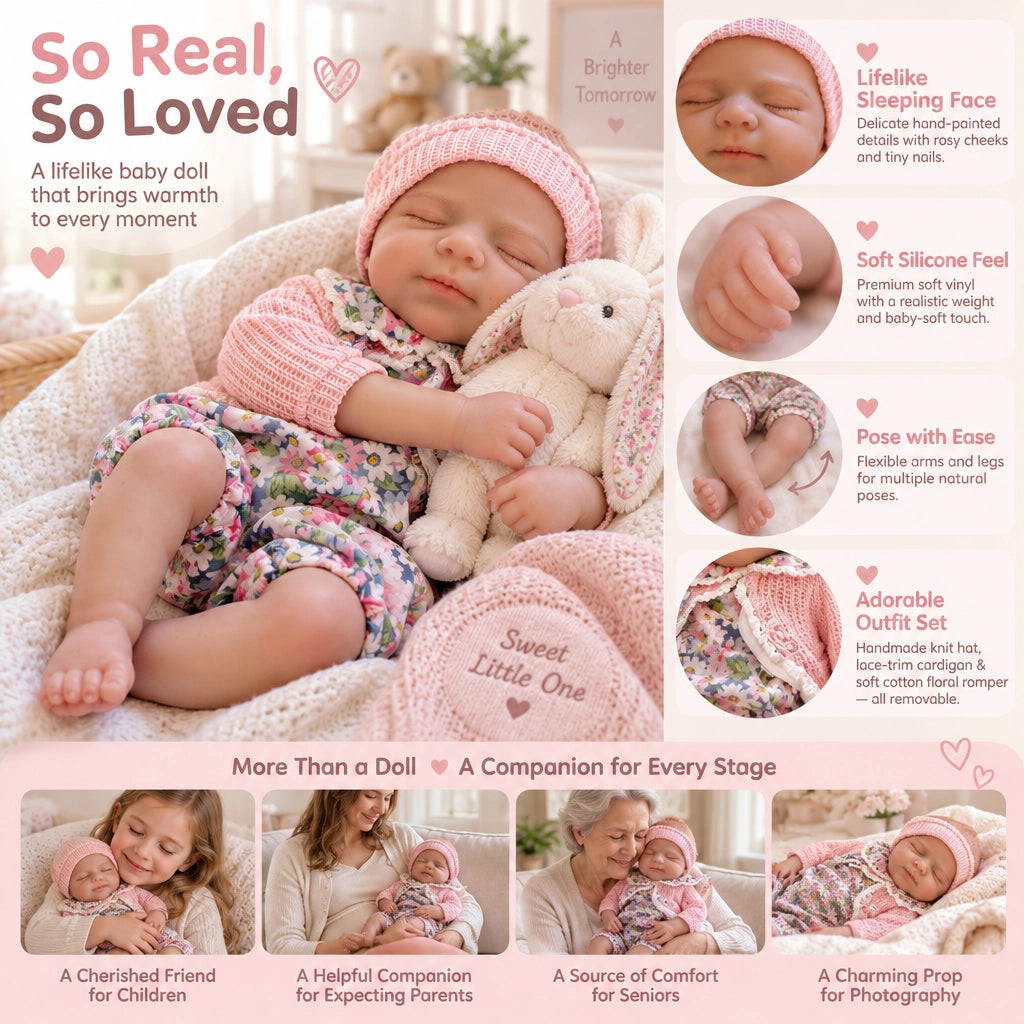 Lola 13" Realistic Silicone Smiling Baby Doll Little Infant Girl A Soothing Companion [Ships Within 48 Hours]