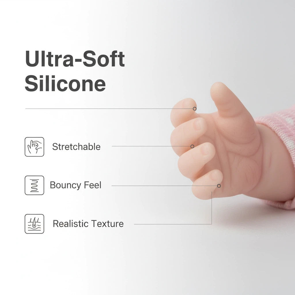 Lily Anne 12" Full Solid Silicone Open-Eye Reborn Baby Doll, Pink Floral Romper Outfit Included