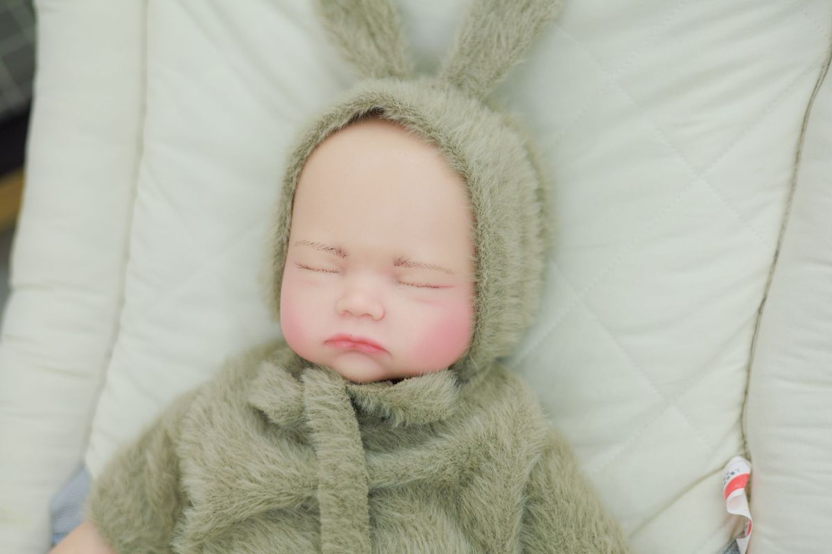 Lila - Fuzzy Ears Sleeping Full Silicone Reborn Baby Doll Girl