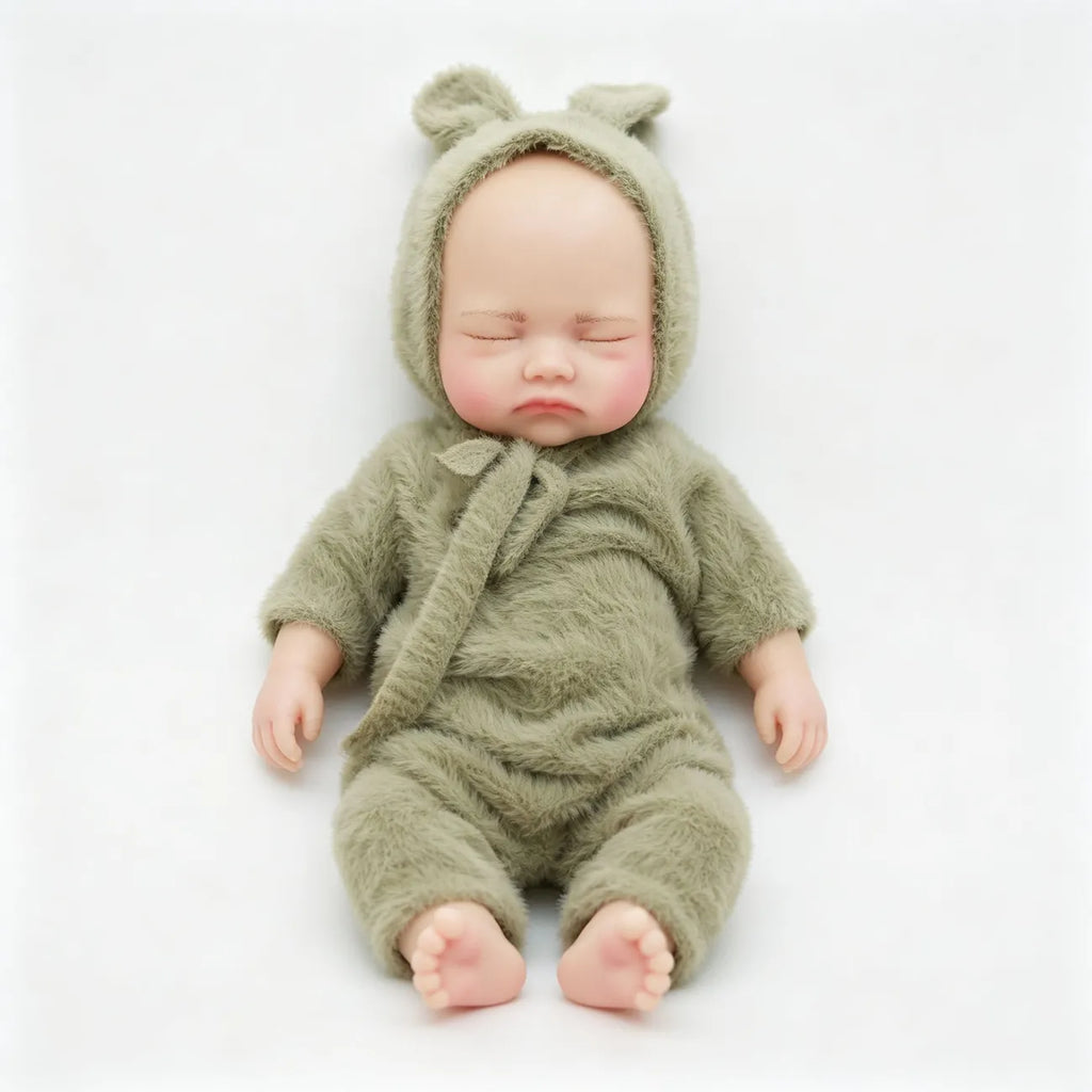 Lila - Fuzzy Ears Sleeping Full Silicone Reborn Baby Doll Girl