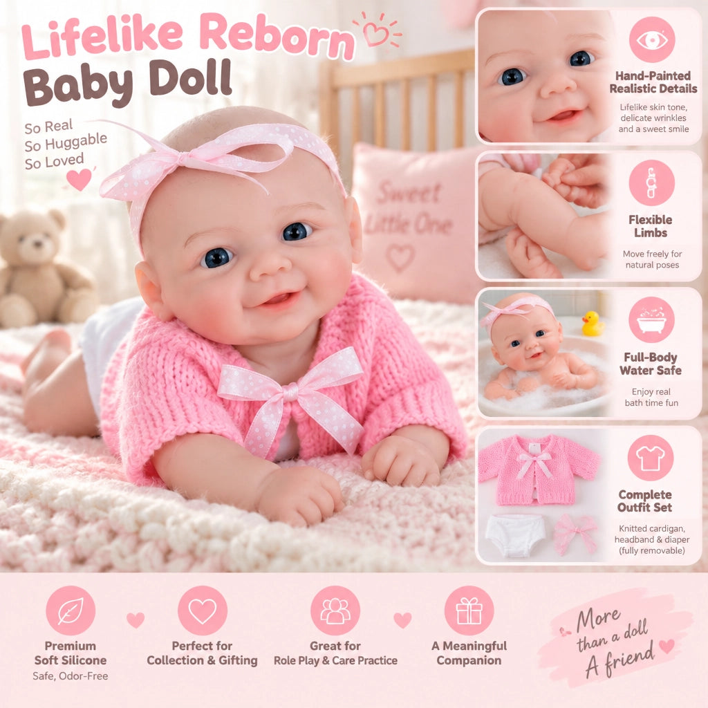 [Ships Within 48 Hours] Daisy Mae 12" Full Solid Silicone Open-Mouth Girl Reborn Baby Doll Building Lovely Memories
