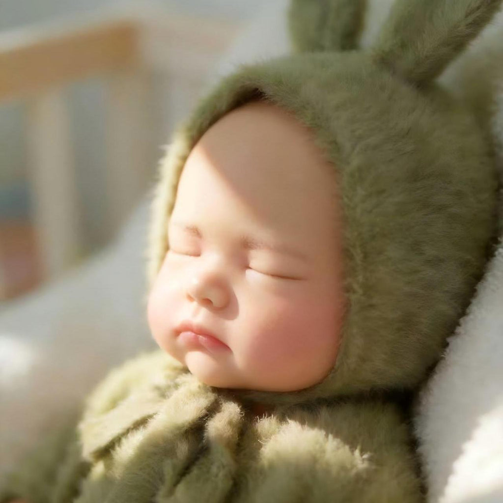 Lila - Fuzzy Ears Sleeping Full Silicone Reborn Baby Doll Girl