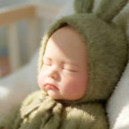 Lila - Fuzzy Ears Sleeping Full Silicone Reborn Baby Doll Girl