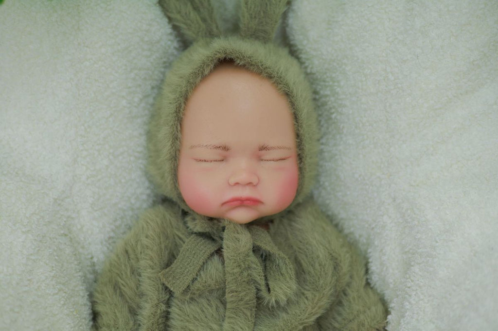 Lila - Fuzzy Ears Sleeping Full Silicone Reborn Baby Doll Girl