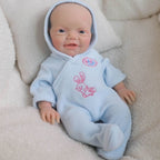 Blue Bunny 20cm Full Solid Silicone Reborn Baby Doll, Cute Hooded Rabbit Outfit Included