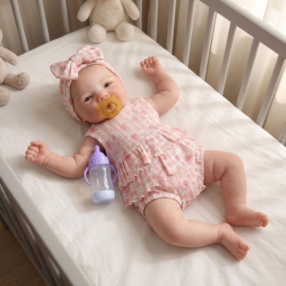 Ellie – Full Body Silicone Reborn Baby Girl Doll 18" Open Eyes Weighted Realistic Lifelike Newborn Gift [Ships Within 48 Hours]