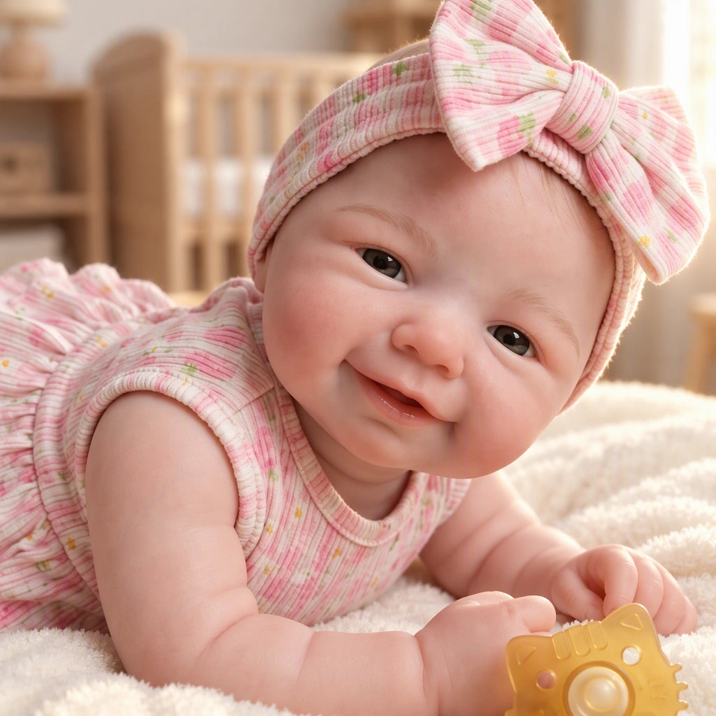 Ellie – Full Body Silicone Reborn Baby Girl Doll 18" Open Eyes Weighted Realistic Lifelike Newborn Gift [Ships Within 48 Hours]