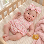 Ellie – Full Body Silicone Reborn Baby Girl Doll 18" Open Eyes Weighted Realistic Lifelike Newborn Gift [Ships Within 48 Hours]