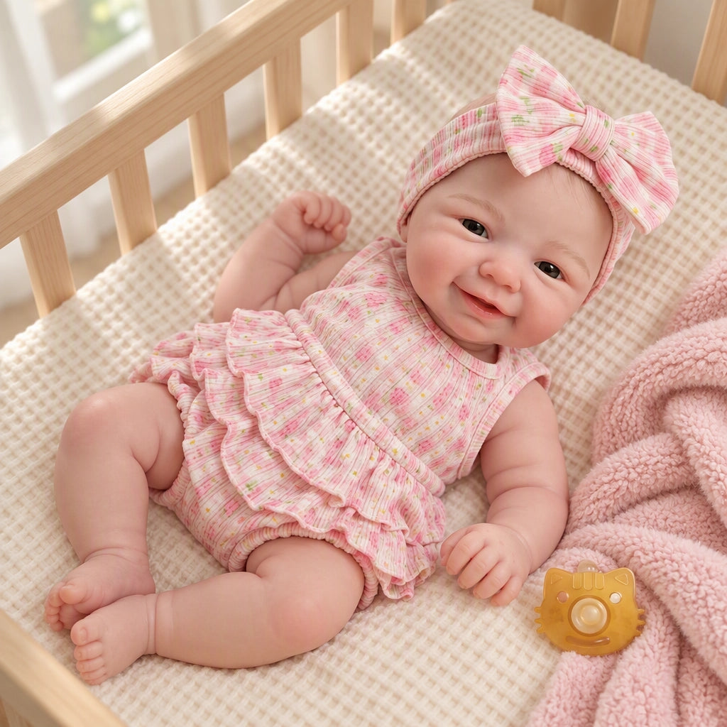 Ellie – Full Body Silicone Reborn Baby Girl Doll 18" Open Eyes Weighted Realistic Lifelike Newborn Gift [Ships Within 48 Hours]