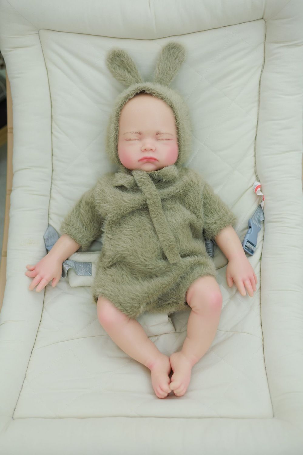 Lila - Fuzzy Ears Sleeping Full Silicone Reborn Baby Doll Girl