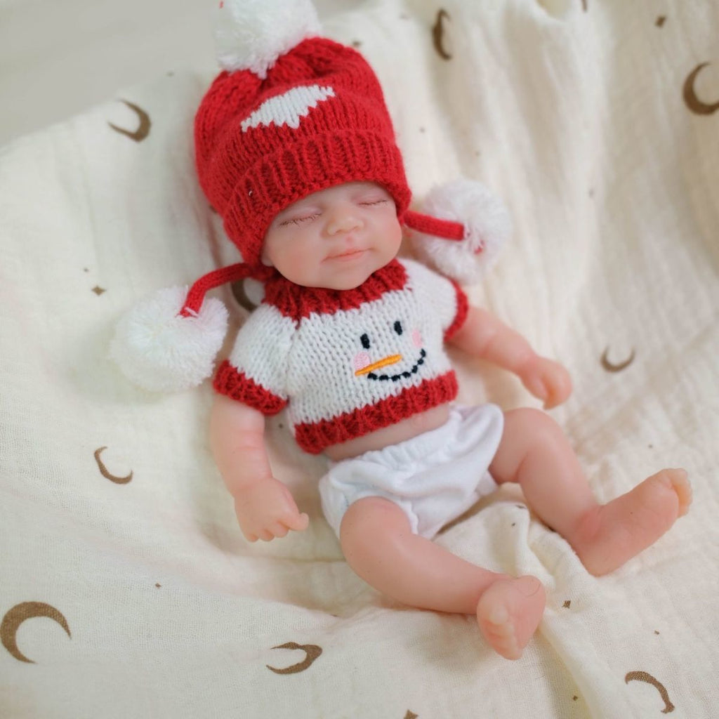 Muñeco bebé Noel Reborn de silicona sólida completa de 20 cm, mini muñeca de Navidad, "Bola de Nieve".