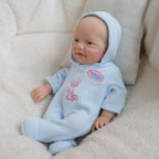 Blue Bunny 20cm Full Solid Silicone Reborn Baby Doll, Cute Hooded Rabbit Outfit Included