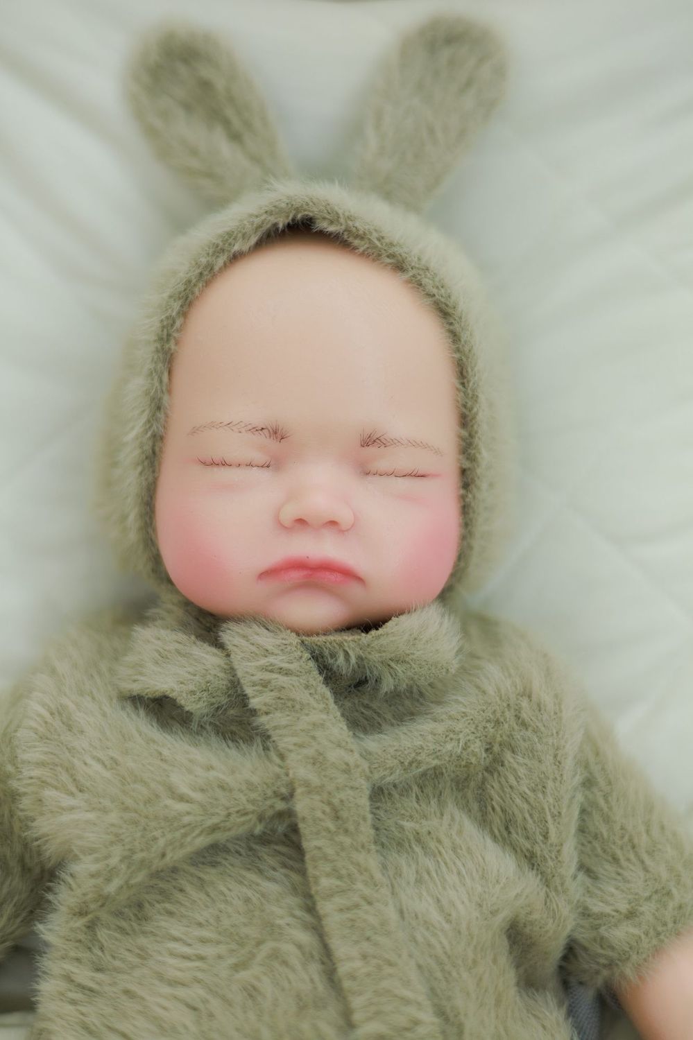 Lila - Fuzzy Ears Sleeping Full Silicone Reborn Baby Doll Girl
