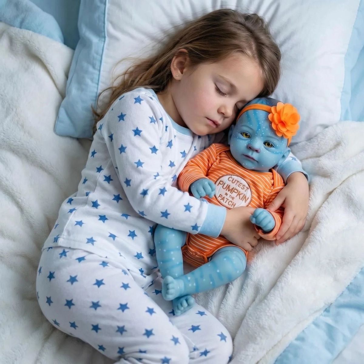 Lumi – Reborn Baby Girl Doll 19" Weighted Blue Skin Open Eyes Realistic Vinyl Limbs Collectible Gift [Ships Within 48 Hours]