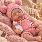 Rosie – Full Body Silicone Reborn Baby Girl Doll 12" Sleeping Weighted Realistic Newborn with Pacifier & Bottle Gift [Ships Within 48 Hours]