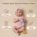 Ellie – Full Body Silicone Reborn Baby Girl Doll 18" Open Eyes Weighted Realistic Lifelike Newborn Gift [Ships Within 48 Hours]