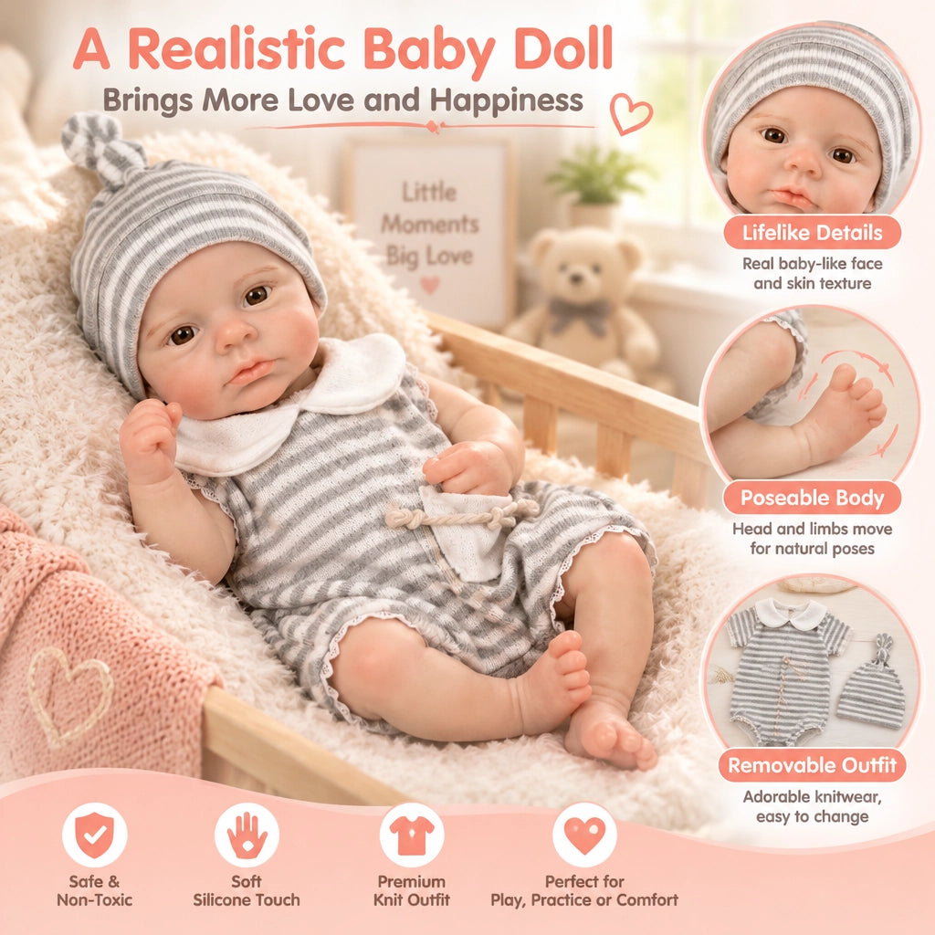 Grace 12" Ultra Soft Platinum Silicone Reborn Baby Doll Best Gift for Kids [Ships Within 48 Hours]