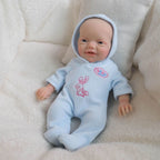 Blue Bunny 20cm Full Solid Silicone Reborn Baby Doll, Cute Hooded Rabbit Outfit Included