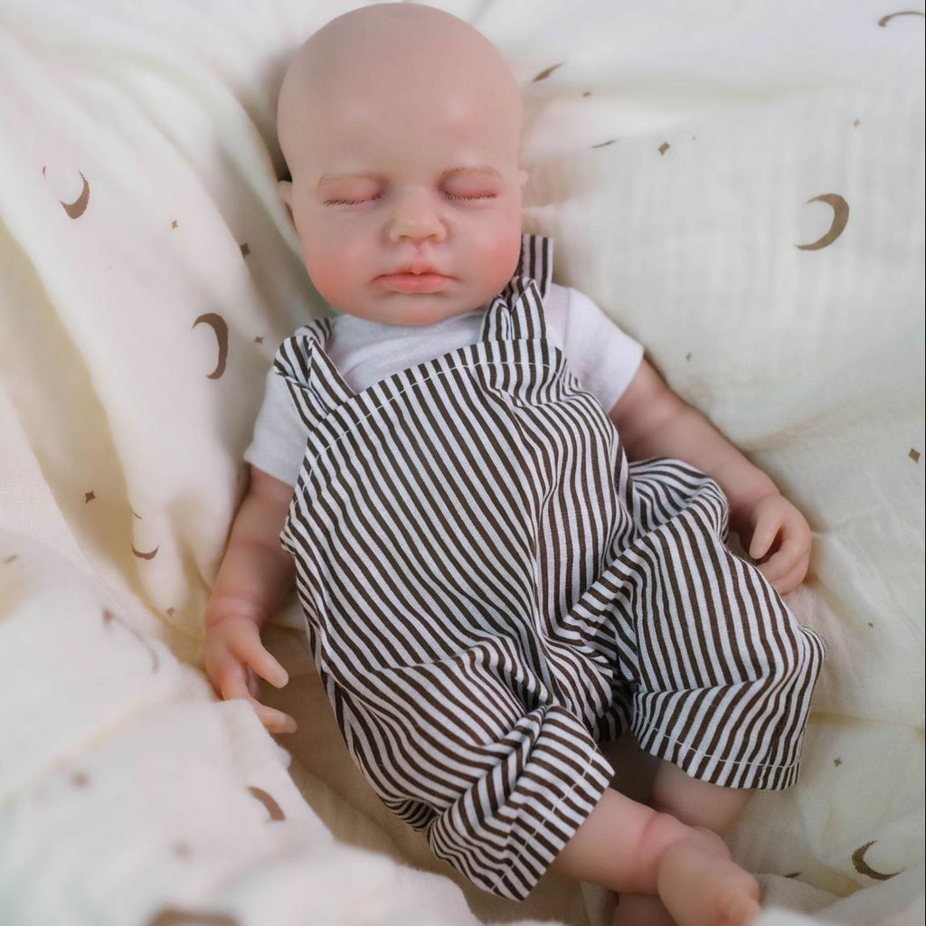 Ollie – Full Body Silicone Reborn Baby Doll 12" Sleeping Bald Realistic Newborn for Gift Collectible [Ships Within 48 Hours]