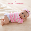 Lulu May 20cm Full Solid Silicone Reborn Baby Doll, Stretchable Limbs, Pink Striped Knit Outfit Included