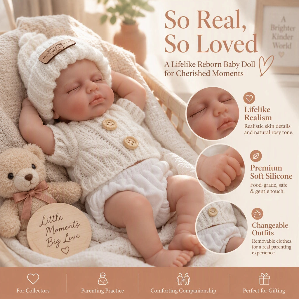 [Ships Within 48 Hours] Lucy 8" Mini Full Solid Silicone Reborn Baby Doll Gift Of Soft Comfort