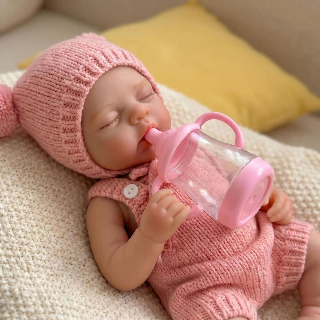 Rosie – Full Body Silicone Reborn Baby Girl Doll 12" Sleeping Weighted Realistic Newborn with Pacifier & Bottle Gift [Ships Within 48 Hours]