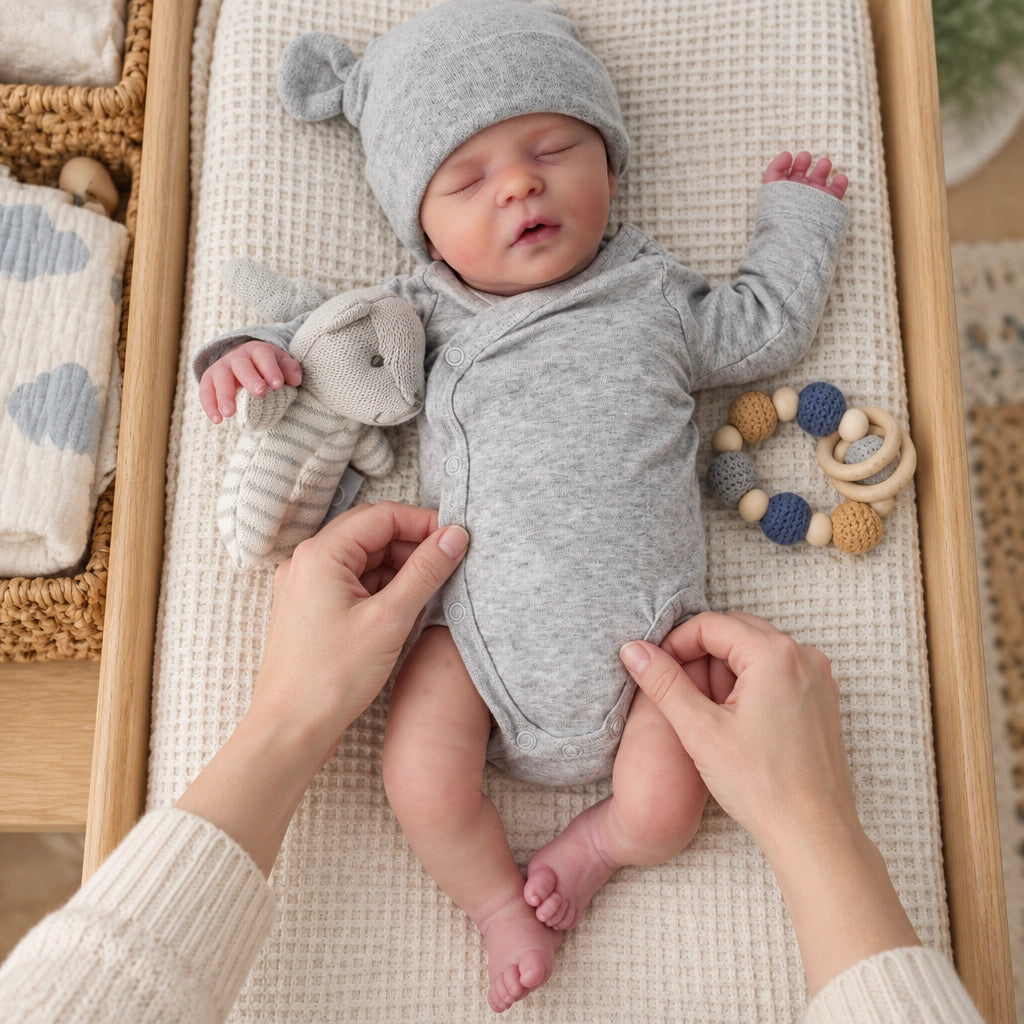 Muñeca bebé reborn Cuddle Bear de cuerpo blando de 40 cm, ropa extraíble y accesorios de alimentación incluidos