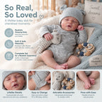 Muñeca bebé reborn Cuddle Bear de cuerpo blando de 40 cm, ropa extraíble y accesorios de alimentación incluidos