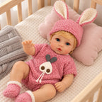 Lily – Reborn Baby Girl Doll 18" Open Eyes Blue Eyes Brown Hair Weighted Realistic Lifelike Gift [Ships Within 48 Hours]