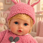 Lily – Reborn Baby Girl Doll 18" Open Eyes Blue Eyes Brown Hair Weighted Realistic Lifelike Gift [Ships Within 48 Hours]