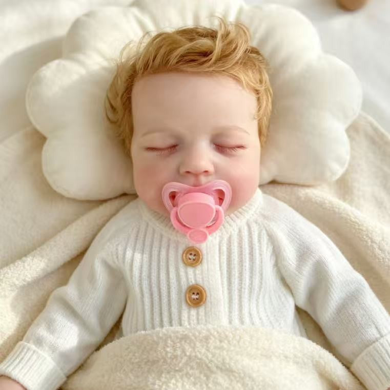 Eliot – Realistic Body Silicone Reborn Baby Boy Doll 18" Sleeping Rooted Blonde Hair Gift for Kids & Collectors [Ships Within 48 Hours]