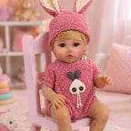 Lily – Reborn Baby Girl Doll 18" Open Eyes Blue Eyes Brown Hair Weighted Realistic Lifelike Gift [Ships Within 48 Hours]