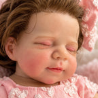 Hazel – Full Body Vinyl Reborn Baby Girl Doll 18" Sleeping Brown Hair Weighted Realistic Lifelike Newborn Gift [Ships Within 48 Hours]