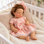Hazel – Full Body Vinyl Reborn Baby Girl Doll 18" Sleeping Brown Hair Weighted Realistic Lifelike Newborn Gift [Ships Within 48 Hours]