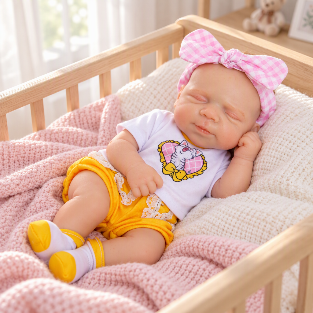Lulu – Silicone Reborn Baby Girl Doll 12" Sleeping Bald Lifelike Newborn Mini Companion Gift [Ships Within 48 Hours]