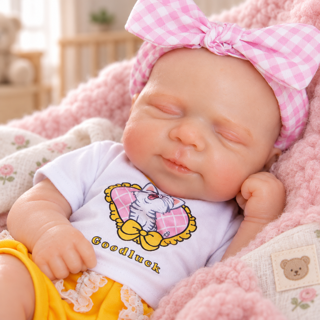 Lulu – Silicone Reborn Baby Girl Doll 12" Sleeping Bald Lifelike Newborn Mini Companion Gift [Ships Within 48 Hours]