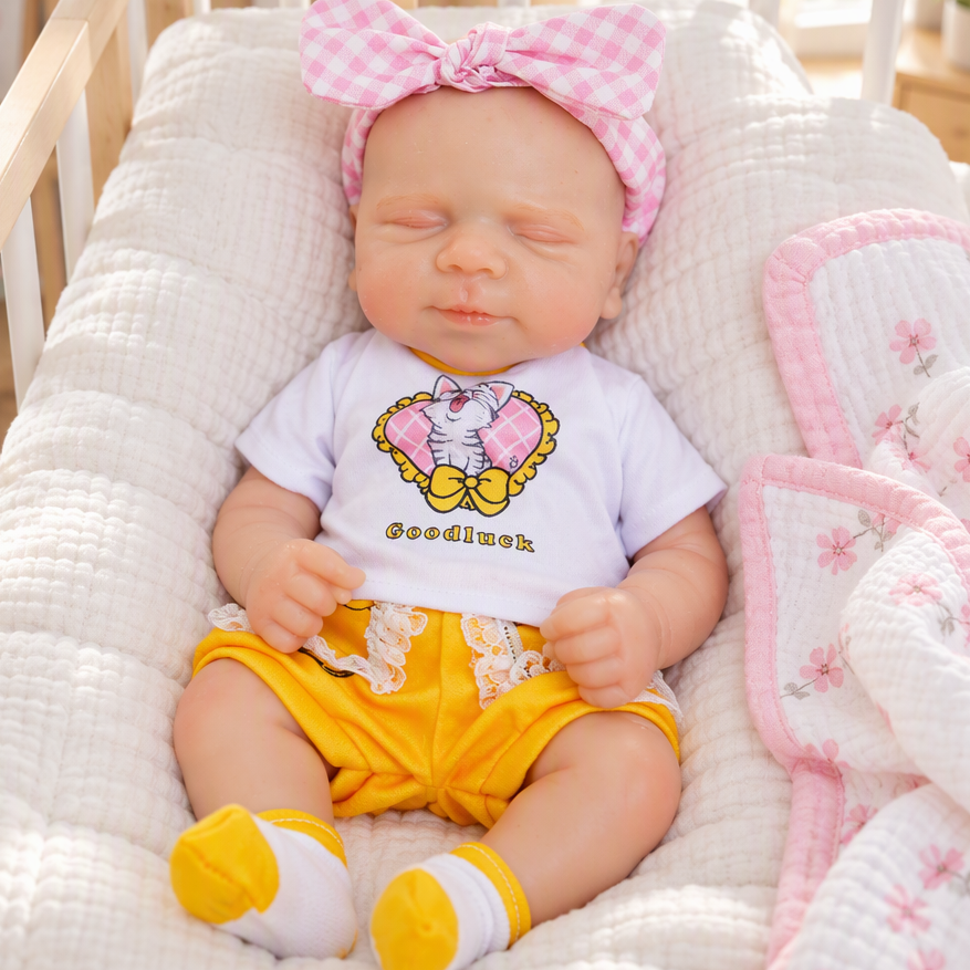 Lulu – Silicone Reborn Baby Girl Doll 12" Sleeping Bald Lifelike Newborn Mini Companion Gift [Ships Within 48 Hours]