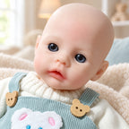 Teddy – Full Body Solid Silicone Reborn Baby Doll 13" Open Eyes Blue Eyes Bald Weighted Realistic Gender Neutral Newborn Collectible Gift [Ships Within 48 Hours]