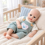 Teddy – Full Body Solid Silicone Reborn Baby Doll 13" Open Eyes Blue Eyes Bald Weighted Realistic Gender Neutral Newborn Collectible Gift [Ships Within 48 Hours]