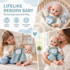 Teddy – Full Body Solid Silicone Reborn Baby Doll 13" Open Eyes Blue Eyes Bald Weighted Realistic Gender Neutral Newborn Collectible Gift [Ships Within 48 Hours]