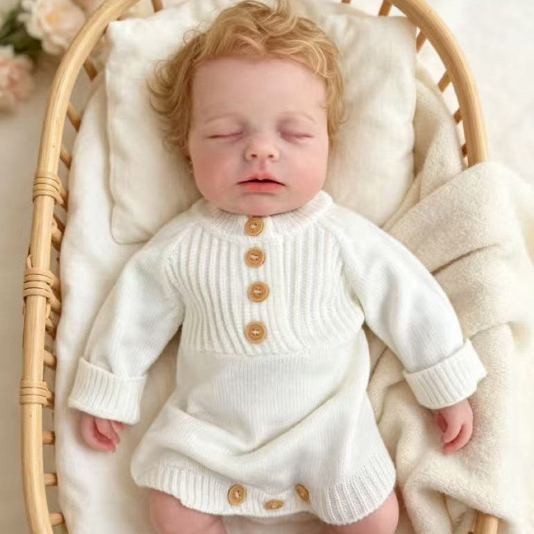 Eliot – Realistic Body Silicone Reborn Baby Boy Doll 18" Sleeping Rooted Blonde Hair Gift for Kids & Collectors [Ships Within 48 Hours]