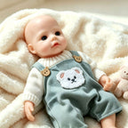 Teddy – Full Body Solid Silicone Reborn Baby Doll 13" Open Eyes Blue Eyes Bald Weighted Realistic Gender Neutral Newborn Collectible Gift [Ships Within 48 Hours]