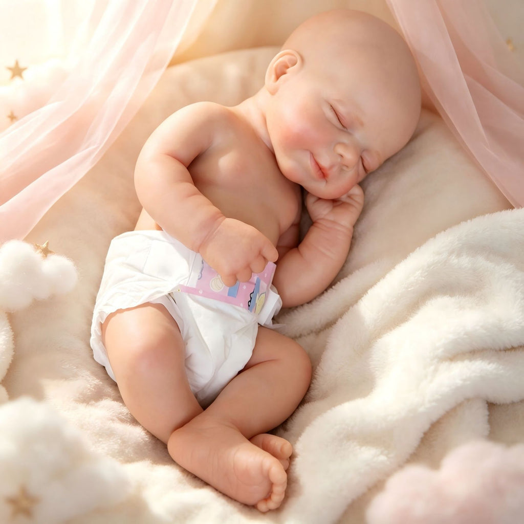 Nora – Full Body Solid Silicone Reborn Baby Girl Doll 13" Sleeping Bald Weighted Realistic Lifelike Newborn Collectible Gift