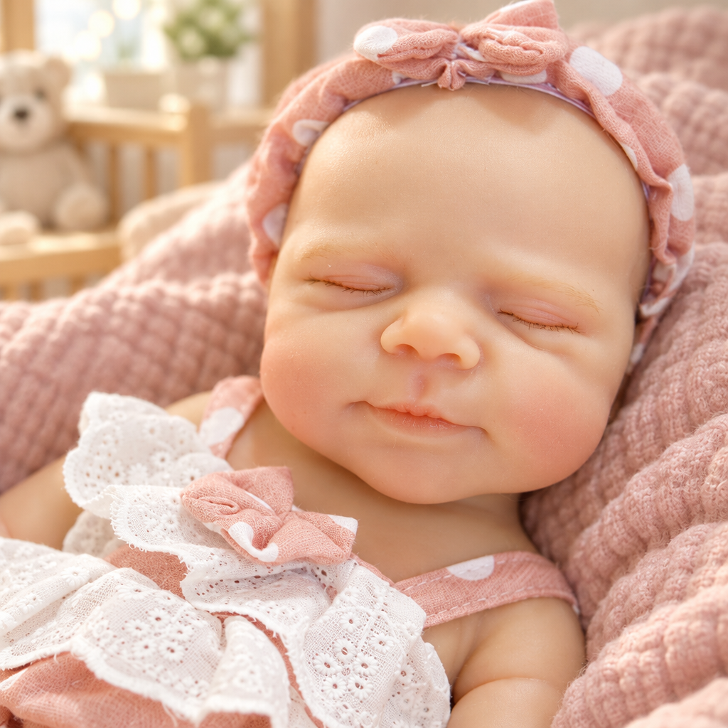 Lulu – Silicone Reborn Baby Girl Doll 12" Sleeping Bald Lifelike Newborn Mini Companion Gift [Ships Within 48 Hours]