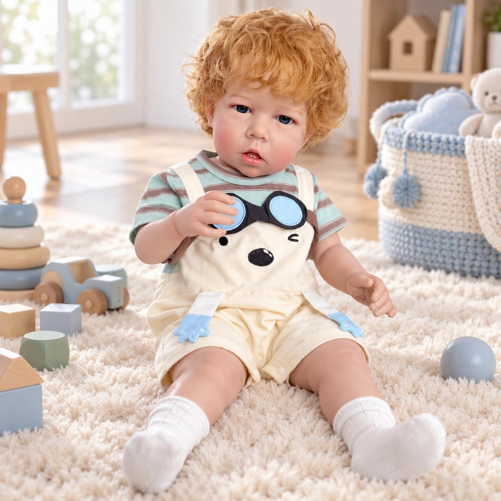 Charlie – Reborn Baby Boy Doll 26" Open Eyes Blonde Curl Hair Weighted Realistic Lifelike Toddler Gift for Kids & Collectors [Ships Within 48 Hours]