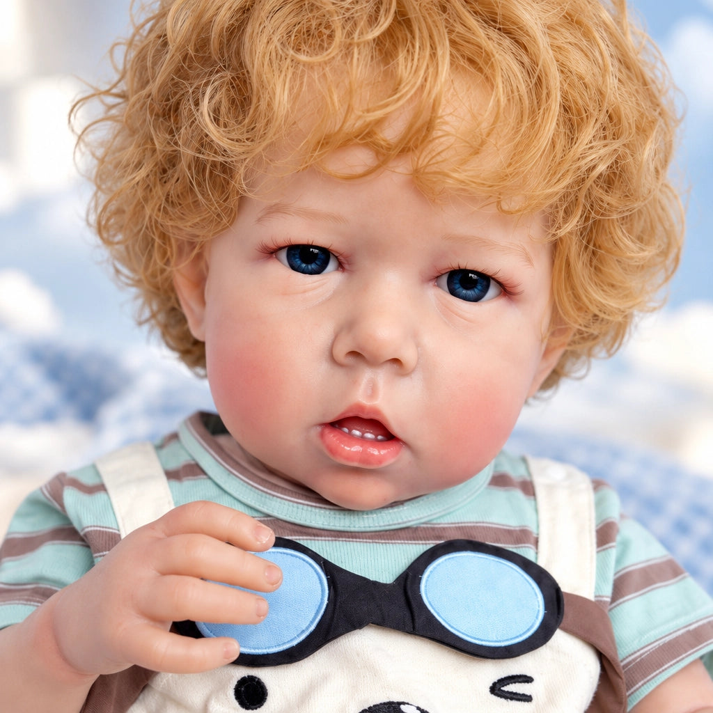 Charlie – Reborn Baby Boy Doll 26" Open Eyes Blonde Curl Hair Weighted Realistic Lifelike Toddler Gift for Kids & Collectors [Ships Within 48 Hours]