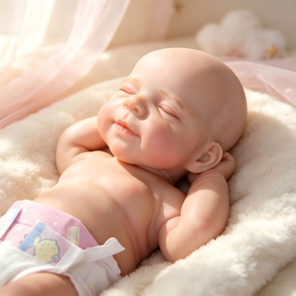 Nora – Full Body Solid Silicone Reborn Baby Girl Doll 13" Sleeping Bald Weighted Realistic Lifelike Newborn Collectible Gift
