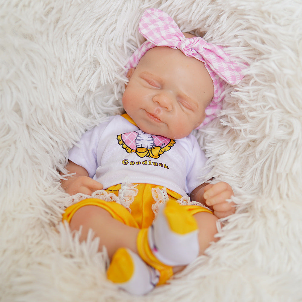 Lulu – Silicone Reborn Baby Girl Doll 12" Sleeping Bald Lifelike Newborn Mini Companion Gift [Ships Within 48 Hours]